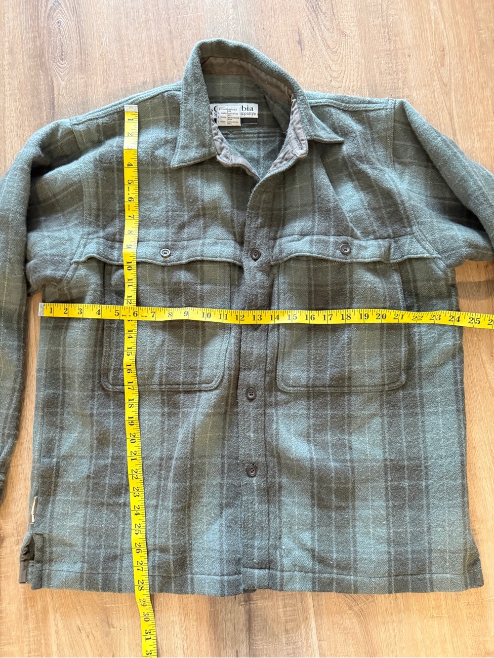 Columbia PHG Men's Green Plaid Shacket Wool Blend Hunting Outdoors L - Picture 6 of 9